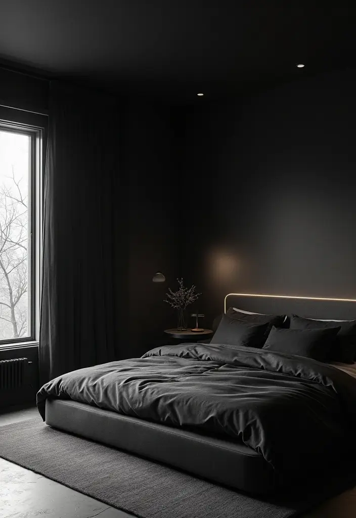 30 Black Aesthetic Bedroom Ideas That Are Sleek and Stylish - 22. Black Ceiling