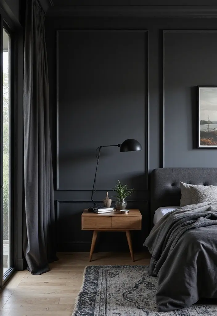 30 Black Aesthetic Bedroom Ideas That Are Sleek and Stylish - 4. Black Accent Furniture