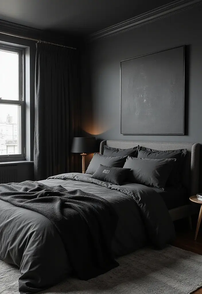 30 Black Aesthetic Bedroom Ideas That Are Sleek and Stylish - 5. Layered Black and White