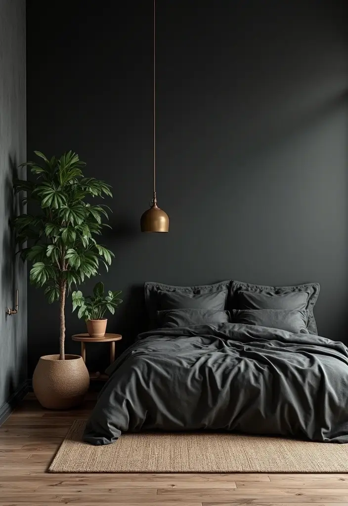 30 Black Aesthetic Bedroom Ideas That Are Sleek and Stylish - 8. Natural Elements