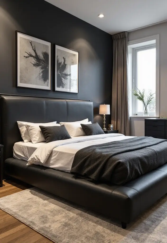 30 Black Bed Frame Bedroom Ideas That Look Strong & Stylish - 5. Bold and Beautiful: Black Platform Frames