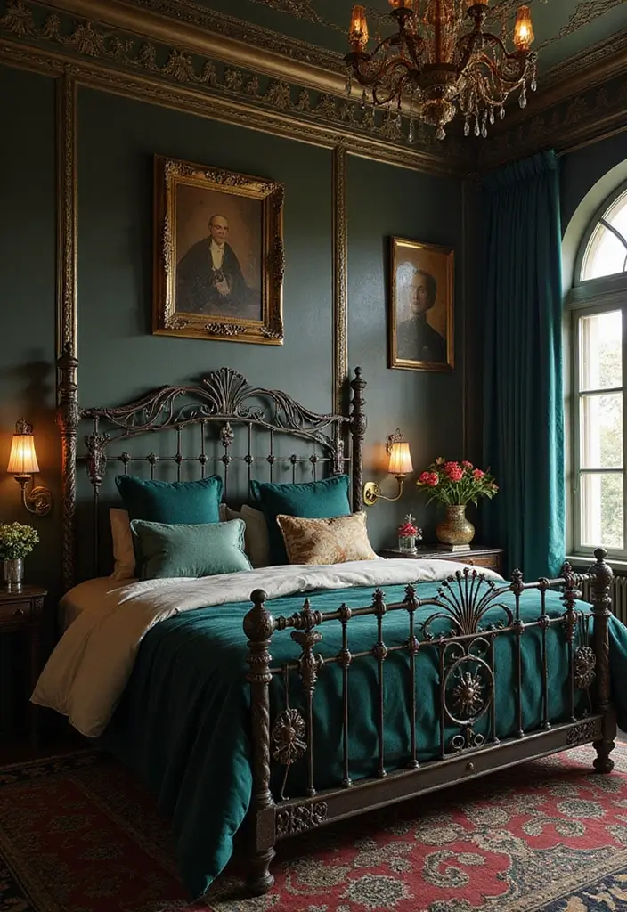 30 Black Bed Frame Bedroom Ideas That Look Strong & Stylish - 6. Art Deco Inspiration with Black Metal Frames