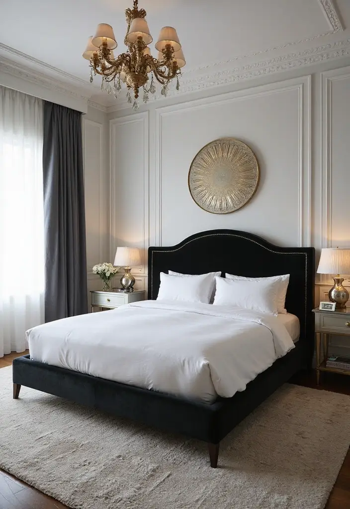 30 Black Bed Frame Bedroom Ideas That Look Strong & Stylish - 8. Modern Luxe with a Black Velvet Frame