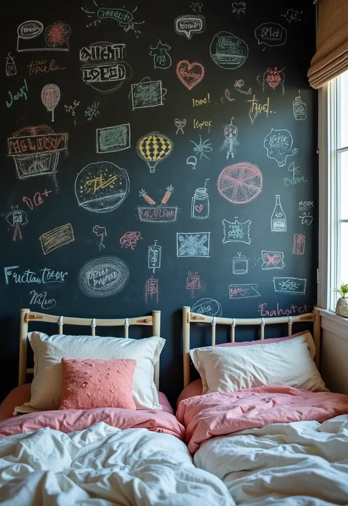 30 Bloxburg Twin Bedroom Ideas That Are Cute & Compact - 27. Chalkboard Walls