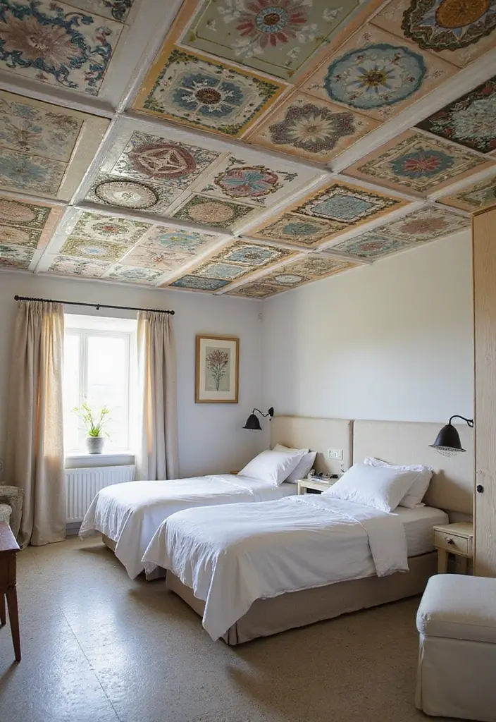 30 Bloxburg Twin Bedroom Ideas That Are Cute & Compact - 30. Unique Ceiling Decor