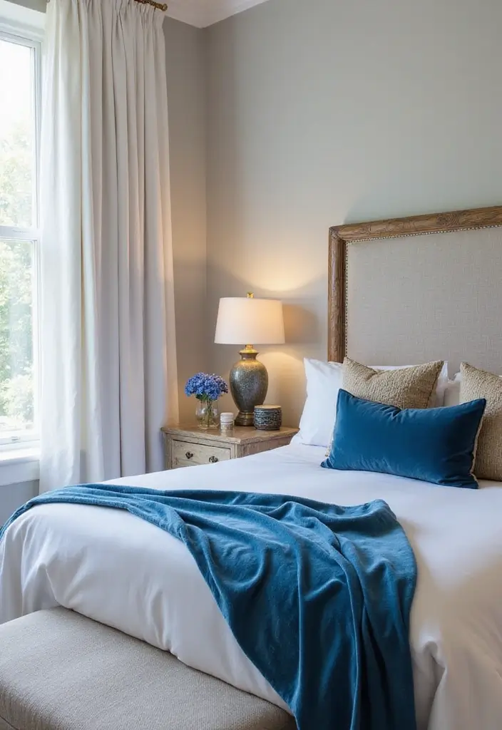 30 Blue Velvet Bedroom Ideas That Exude Luxury and Texture - 25. Blue Velvet Table Runners