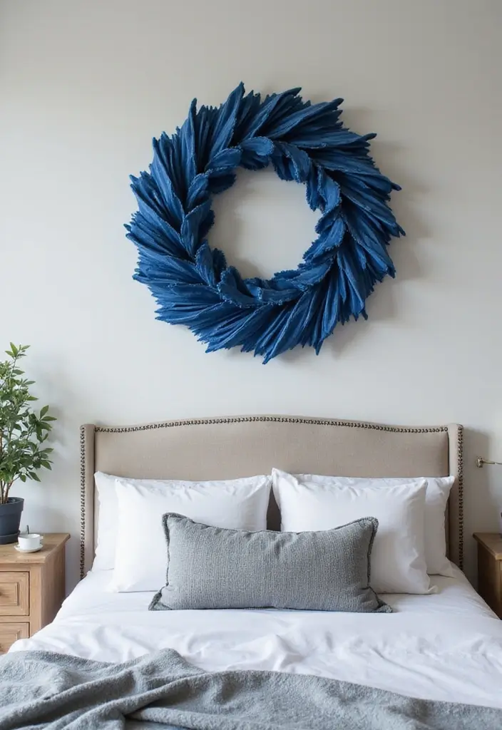 30 Blue Velvet Bedroom Ideas That Exude Luxury and Texture - 29. Blue Velvet Wreaths