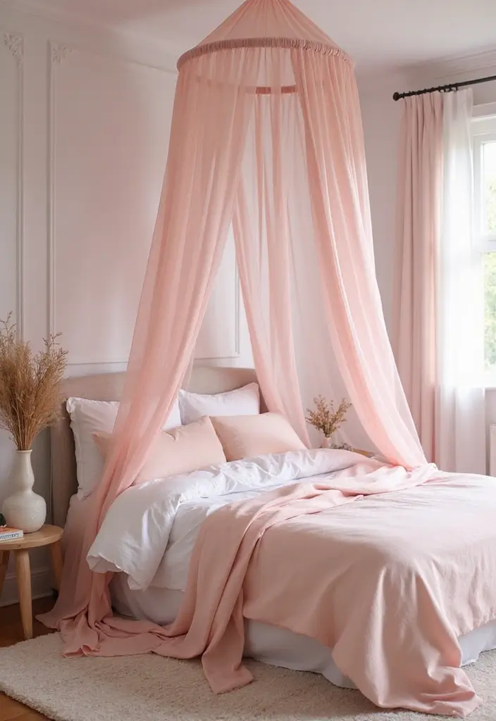 30 Blush Pink Bedroom Ideas That Feel Soft Romantic & Chic - 16. Blush Pink Canopies