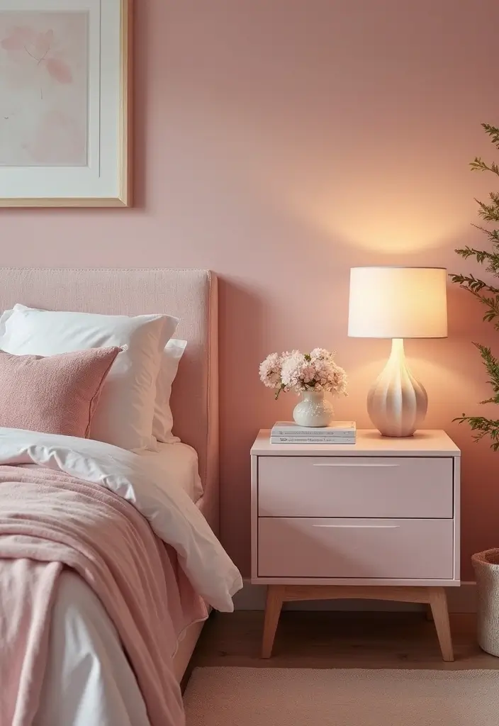 30 Blush Pink Bedroom Ideas That Feel Soft Romantic & Chic - 23. Blush Pink Themed Bedside Tables