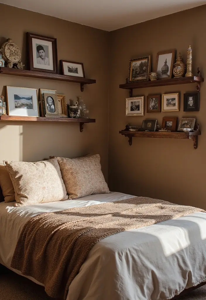 30 Brown Wall Bedroom Ideas That Bring Earthy Elegance - 26. Personal Touches