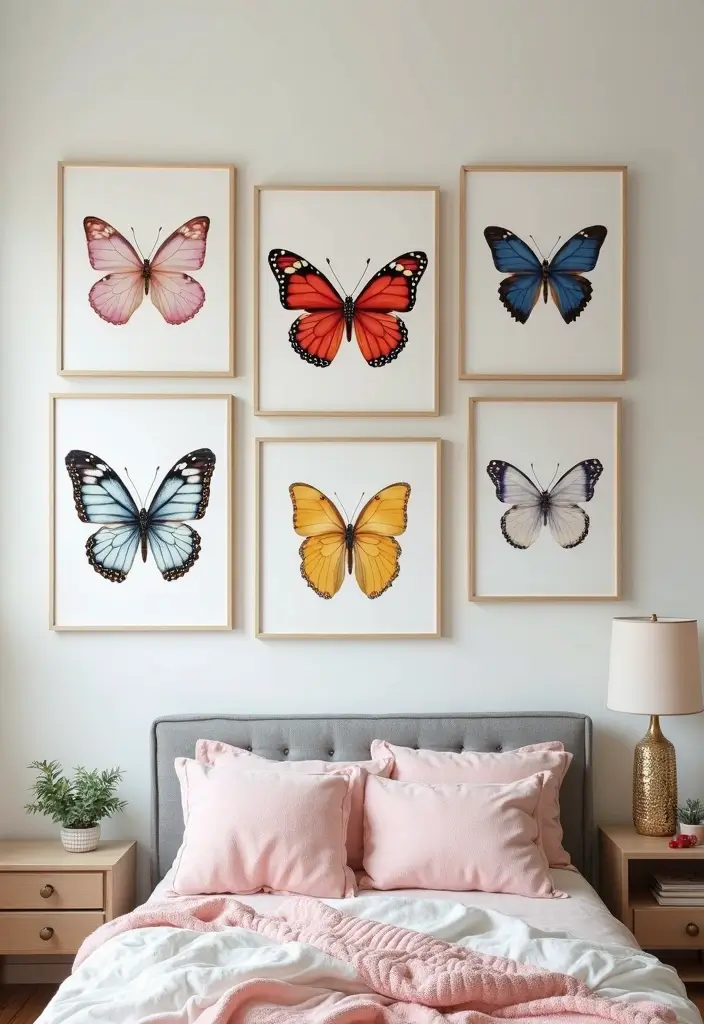 30 Butterfly Wall Decor Bedroom Ideas That Look Whimsical & Lovely - 19. Butterfly Canvas Prints