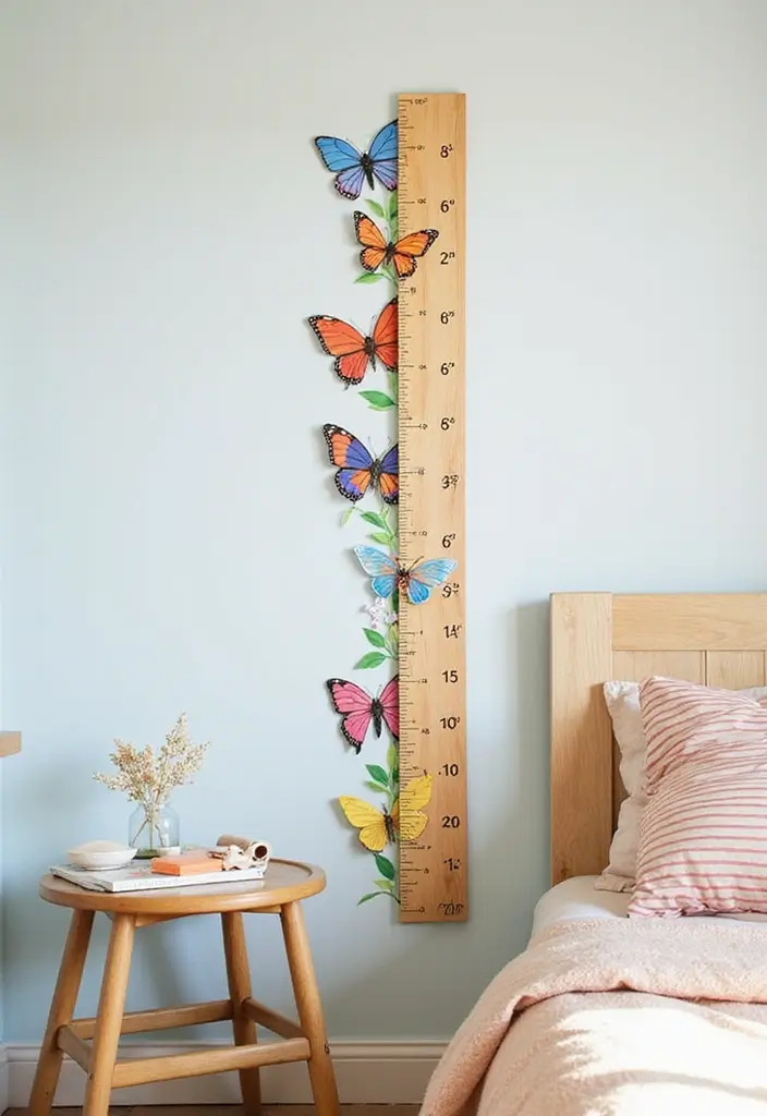 30 Butterfly Wall Decor Bedroom Ideas That Look Whimsical & Lovely - 21. Butterfly Growth Charts
