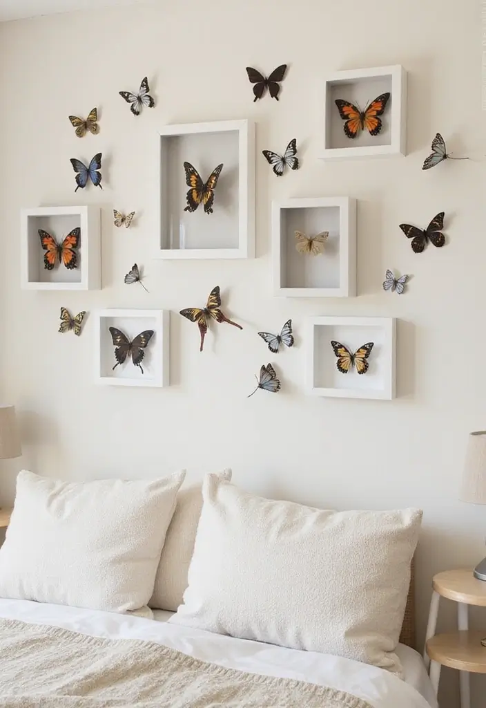 30 Butterfly Wall Decor Bedroom Ideas That Look Whimsical & Lovely - 4. Butterfly Shadow Boxes