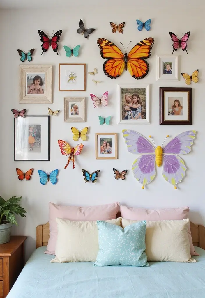 30 Butterfly Wall Decor Bedroom Ideas That Look Whimsical & Lovely - 6. Butterfly Wall Art Collage