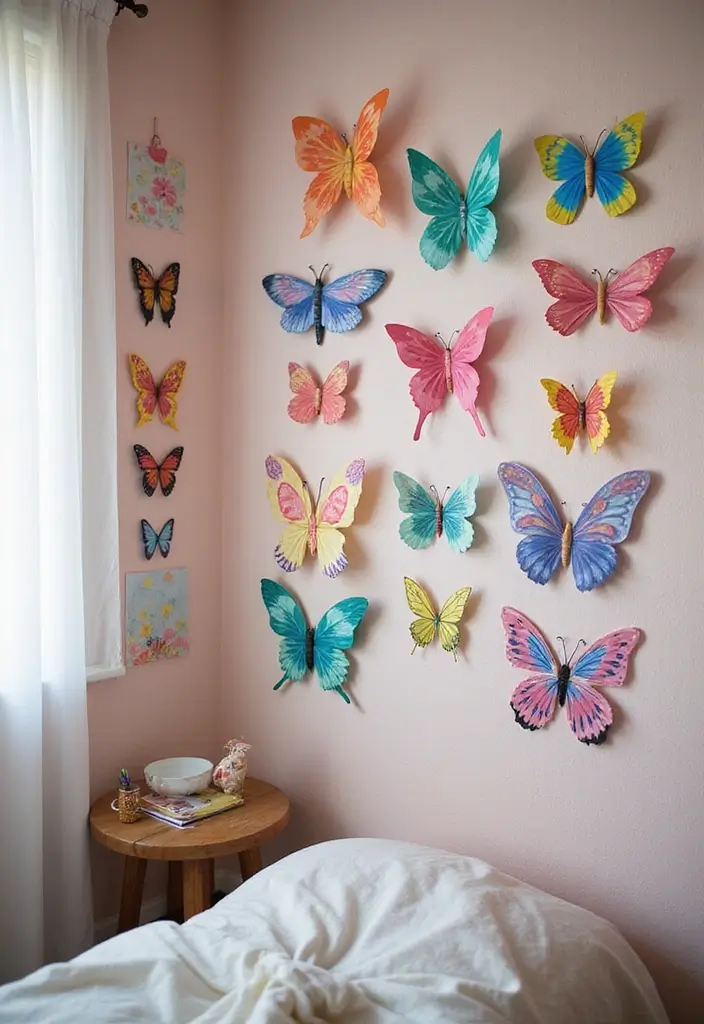 30 Butterfly Wall Decor Bedroom Ideas That Look Whimsical & Lovely - 7. DIY Butterfly Art Projects