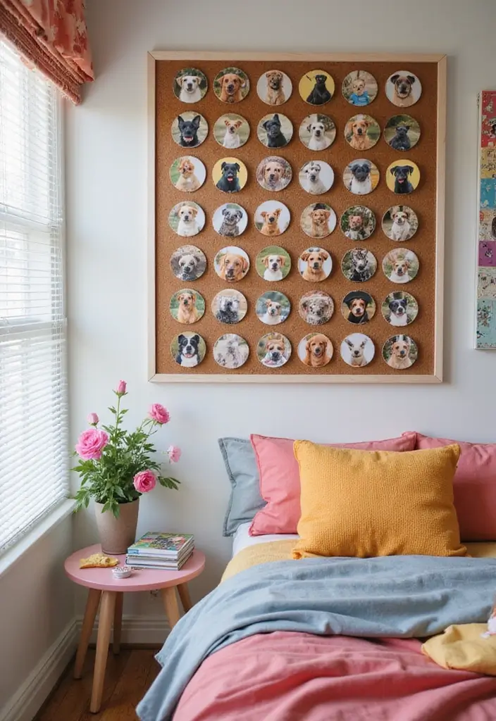 30 Cork Board Ideas for Bedroom Aesthetic That Inspire You Daily - 13. Pet Photo Board
