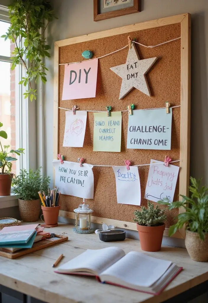 30 Cork Board Ideas for Bedroom Aesthetic That Inspire You Daily - 29. DIY Challenge Board