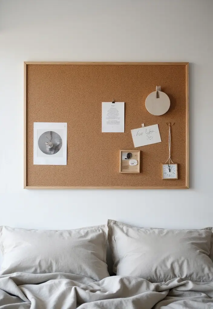 30 Cork Board Ideas for Bedroom Aesthetic That Inspire You Daily - 9. Minimalist Design