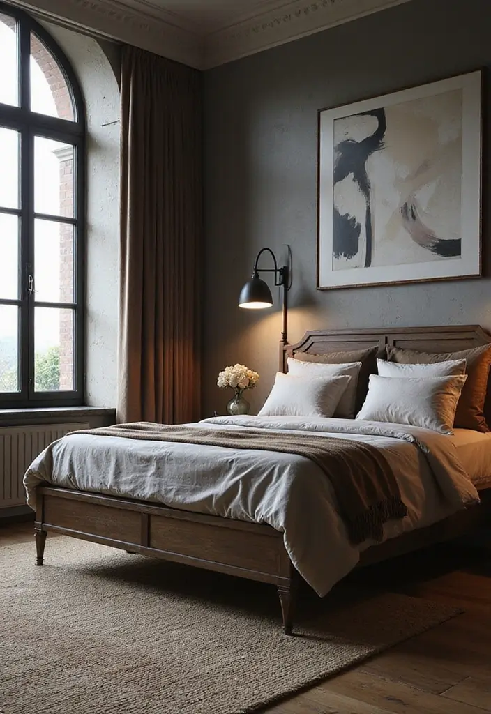 30 Dark Oak Bedroom Ideas That Bring Natural Warmth - 15. Dark Oak and Metal Combinations