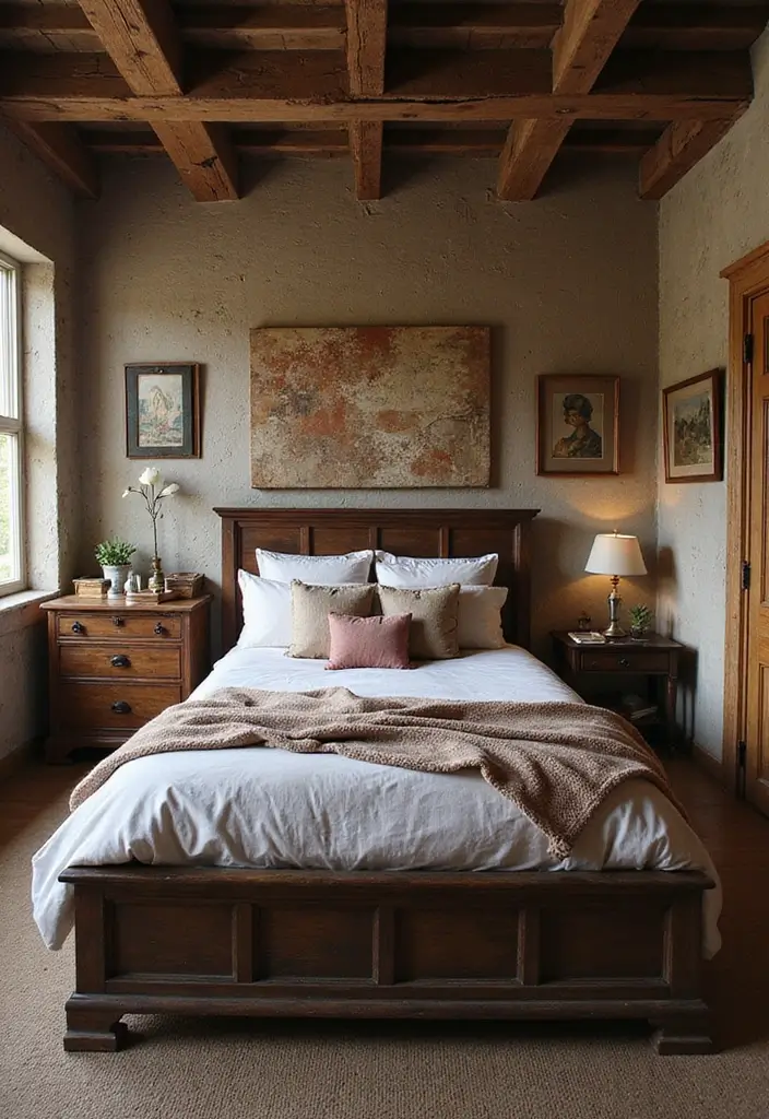 30 Dark Oak Bedroom Ideas That Bring Natural Warmth - 16. Vintage Dark Oak Furniture