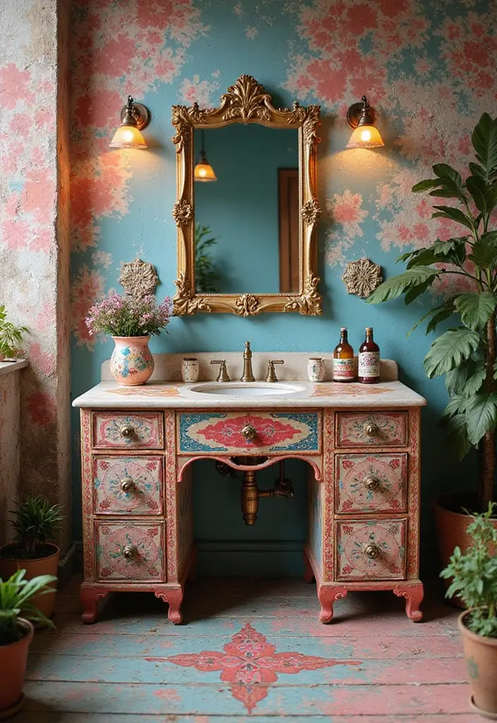 30 Floor Vanity Ideas Bedroom That Feel Functional & Glamorous - 11. Artistic Expressions