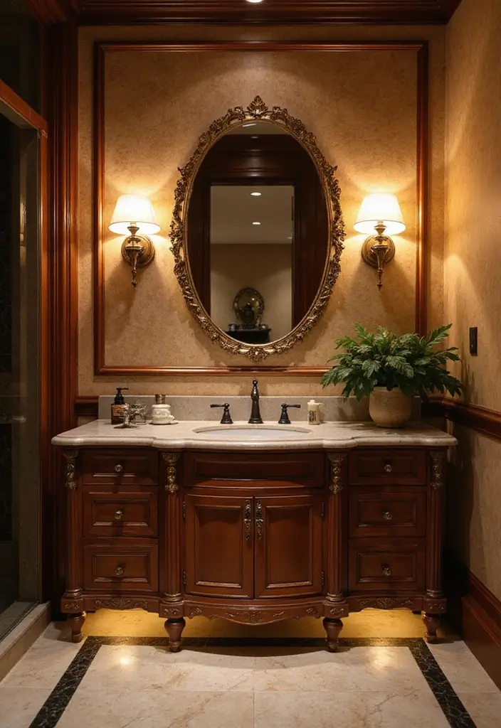 30 Floor Vanity Ideas Bedroom That Feel Functional & Glamorous - 17. Luxurious Lighting