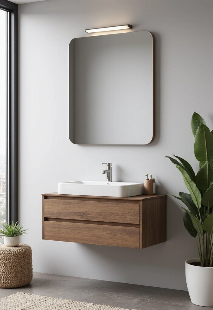 30 Floor Vanity Ideas Bedroom That Feel Functional & Glamorous - 19. Chic Floating Designs