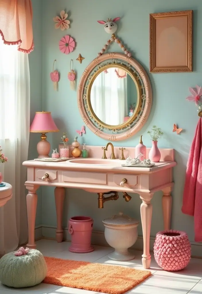 30 Floor Vanity Ideas Bedroom That Feel Functional & Glamorous - 20. Whimsical Touches