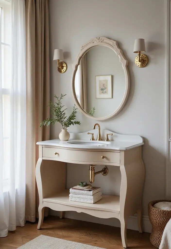 30 Floor Vanity Ideas Bedroom That Feel Functional & Glamorous - 22. Unique Shapes