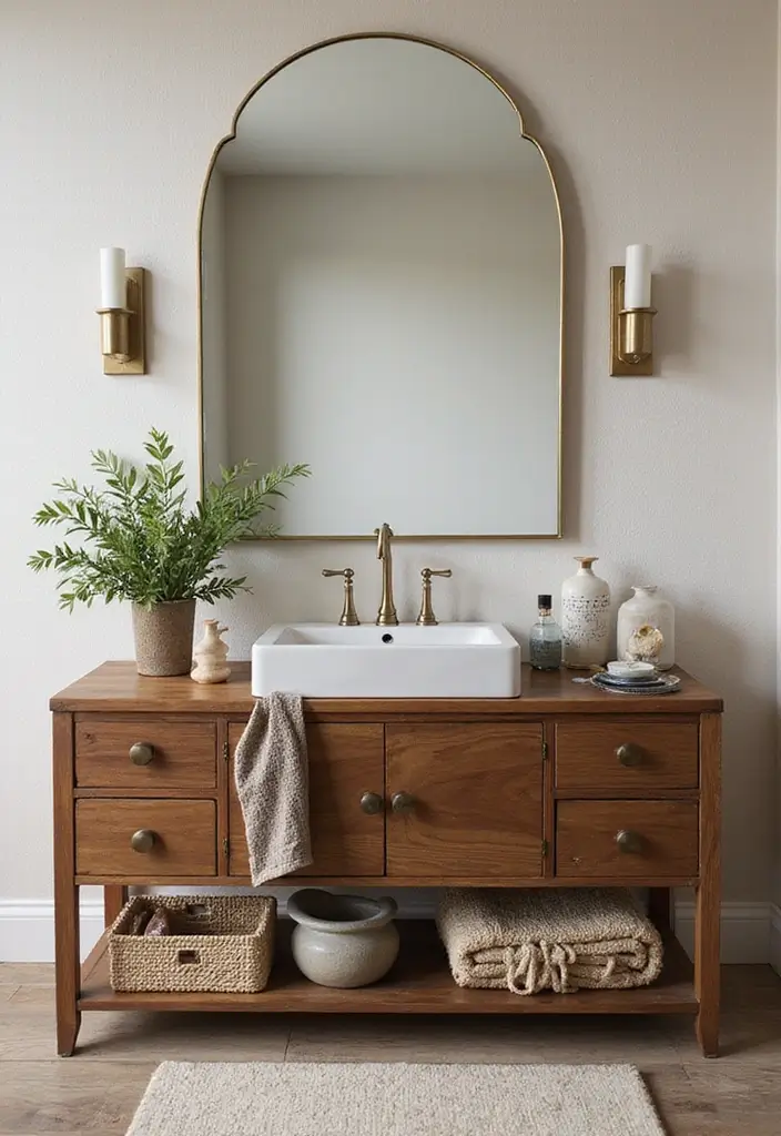 30 Floor Vanity Ideas Bedroom That Feel Functional & Glamorous - 23. Artistic Accessories