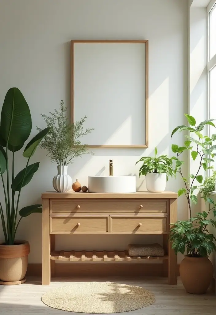 30 Floor Vanity Ideas Bedroom That Feel Functional & Glamorous - 26. Incorporating Plants