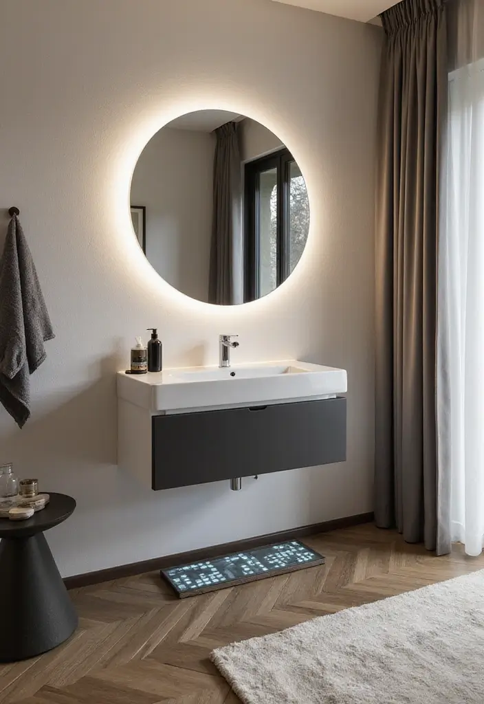 30 Floor Vanity Ideas Bedroom That Feel Functional & Glamorous - 28. Smart Technology Integration