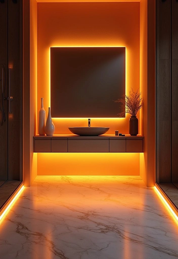 30 Floor Vanity Ideas Bedroom That Feel Functional & Glamorous - 30. Layered Lighting Effects