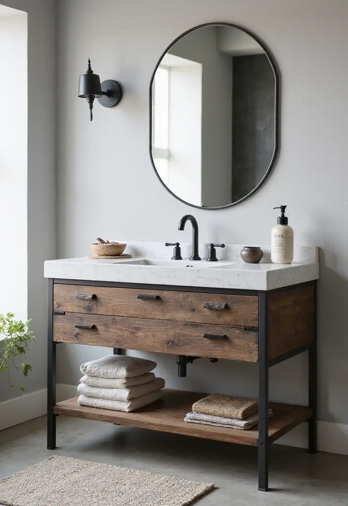 30 Floor Vanity Ideas Bedroom That Feel Functional & Glamorous - 4. Modern Industrial Style