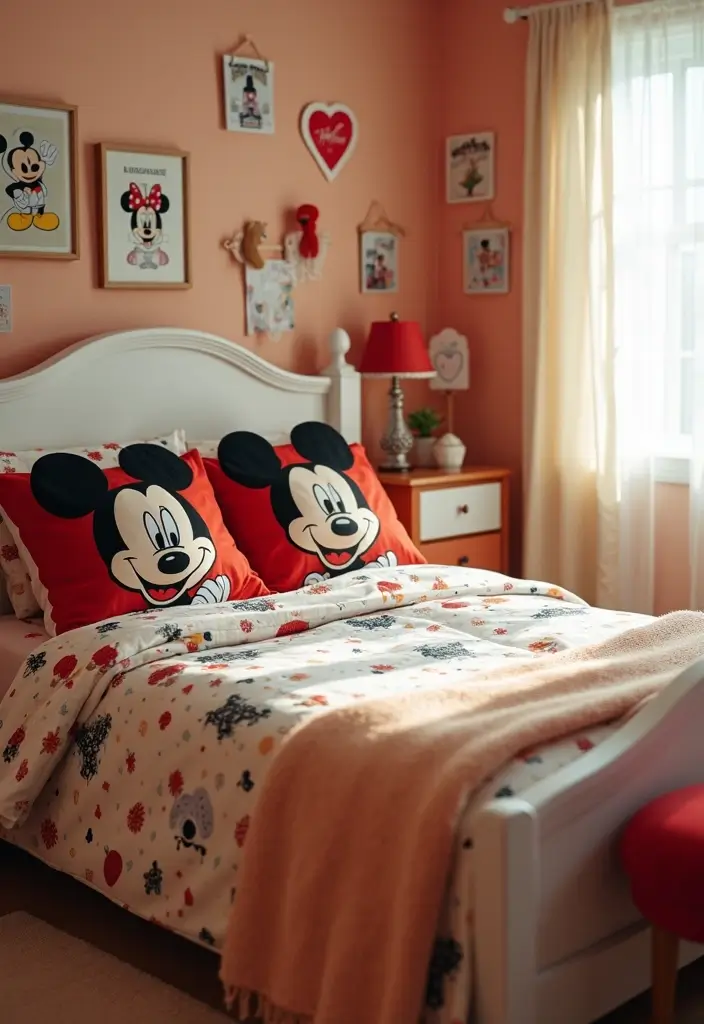 30 Mickey Mouse Bedroom Ideas That Bring Disney Magic Home - 10. Mickey Mouse Themed Bedding Accessories