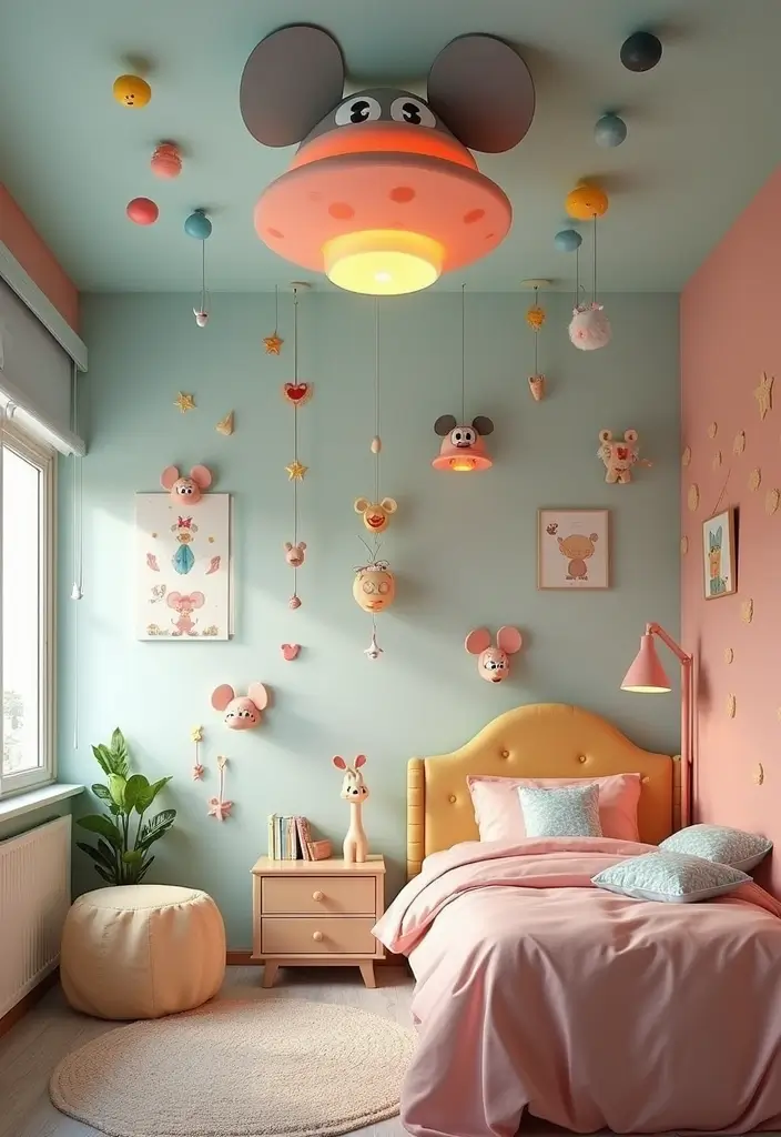 30 Mickey Mouse Bedroom Ideas That Bring Disney Magic Home - 11. Mickey Mouse Ceiling Decor