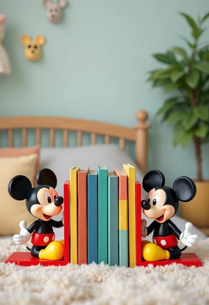 30 Mickey Mouse Bedroom Ideas That Bring Disney Magic Home - 15. Mickey Mouse Themed Bookends