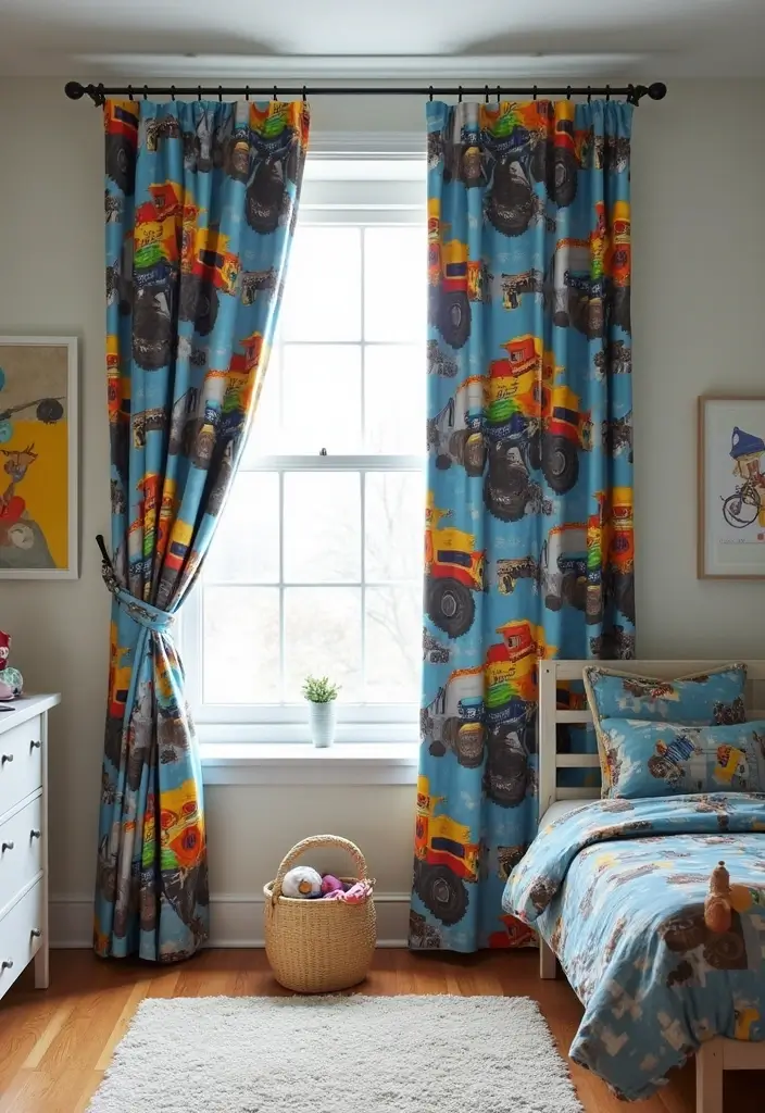 30 Monster Truck Bedroom Ideas That Kids Will Go Crazy For - 14. Monster Truck-Themed Curtains