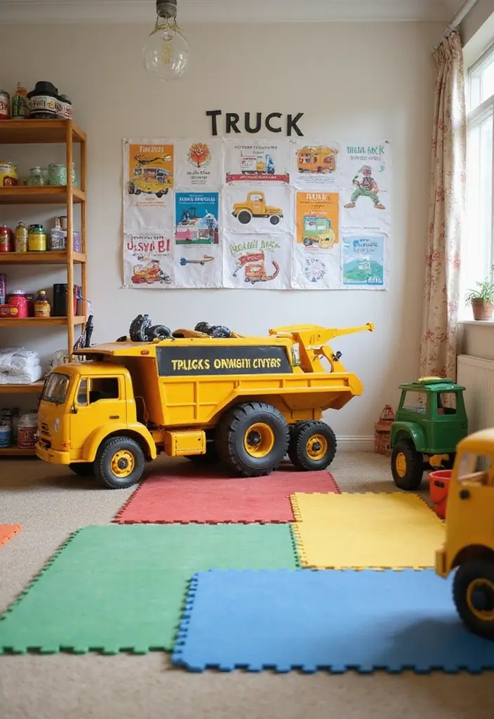 30 Monster Truck Bedroom Ideas That Kids Will Go Crazy For - 19. Truck-Themed Activity Center