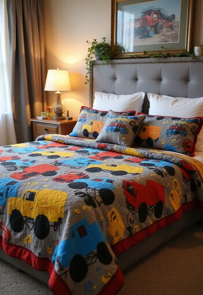 30 Monster Truck Bedroom Ideas That Kids Will Go Crazy For - 24. Monster Truck-Themed Throw Blankets