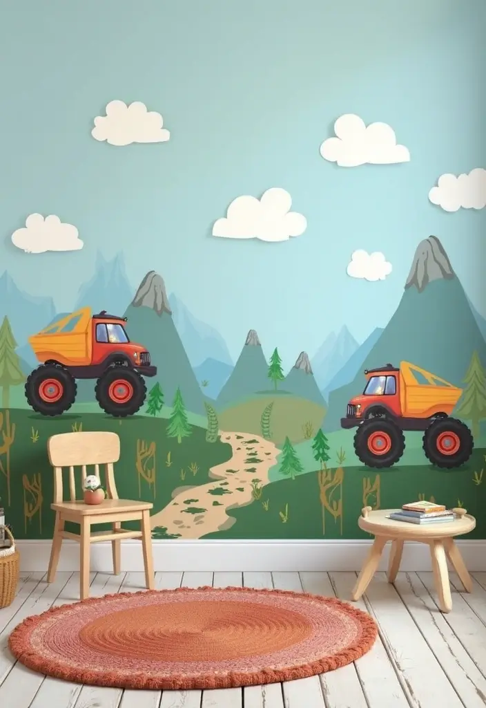 30 Monster Truck Bedroom Ideas That Kids Will Go Crazy For - 26. Themed Adventure Wall Stickers