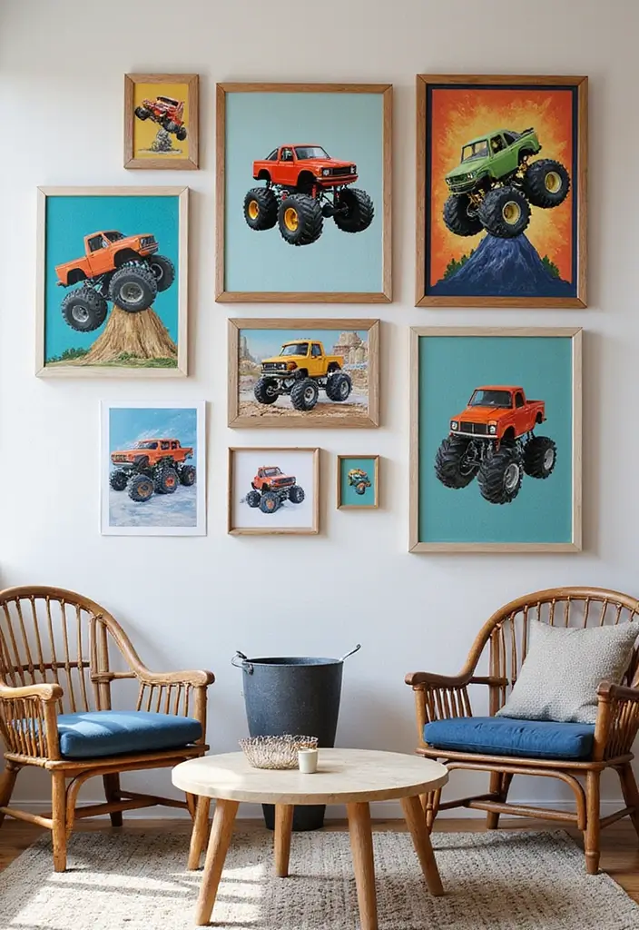 30 Monster Truck Bedroom Ideas That Kids Will Go Crazy For - 5. Monster Truck Wall Art