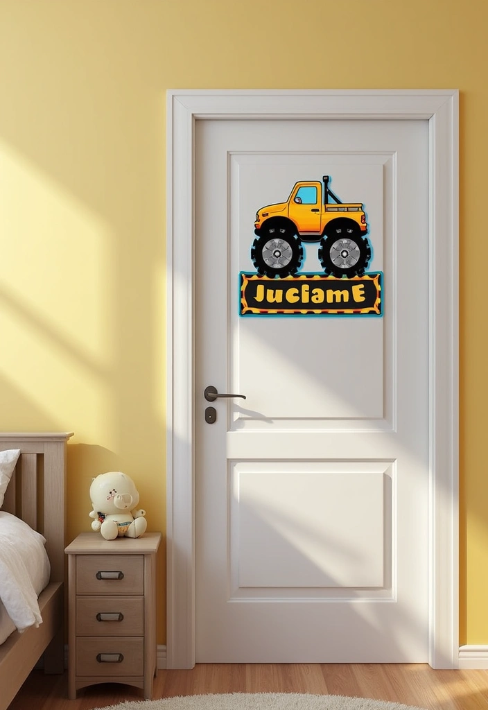 30 Monster Truck Bedroom Ideas That Kids Will Go Crazy For - 8. Customizable Name Plaques