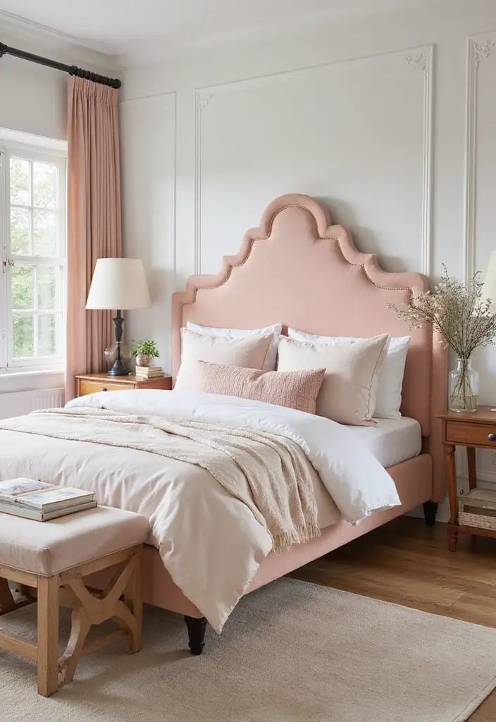 30 Peach Color Bedroom Ideas That Feel Fresh and Modern - 25. Elegant Peach Headboards