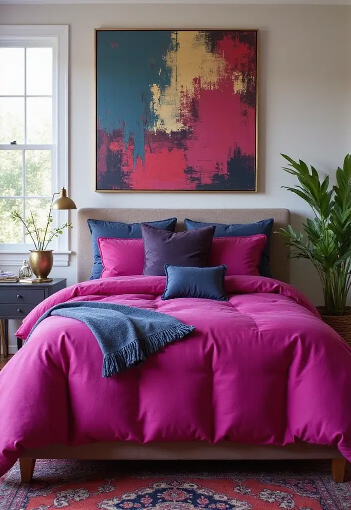 30 Pink Comforter Bedroom Ideas That Add Cozy Color - 2. Vibrant Fuchsia Fun