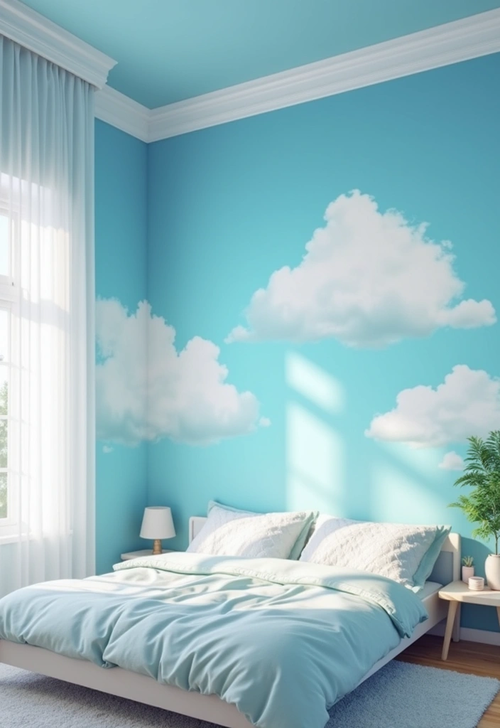 30 Room Painting Ideas Bedroom Creativity That Add Unique Charm - 17. Whimsical Clouds or Sky Designs