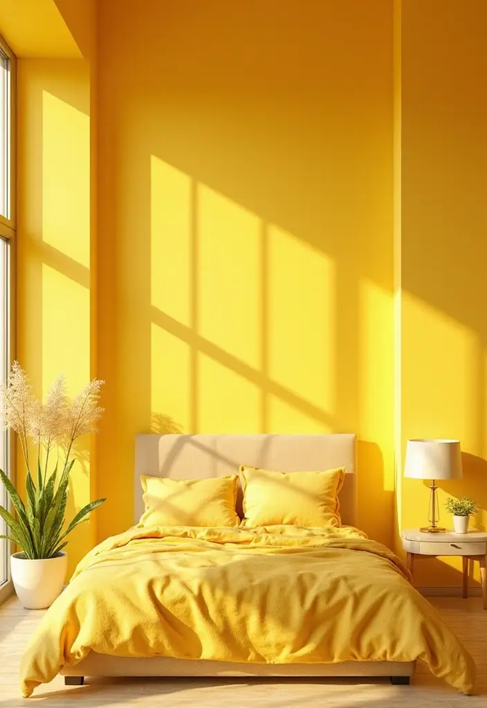 30 Room Painting Ideas Bedroom Creativity That Add Unique Charm - 22. Sunshine Yellow for a Bright and Cheerful Space