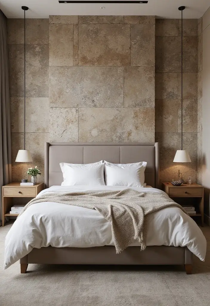 30 Room Painting Ideas Bedroom Creativity That Add Unique Charm - 28. Natural Stone for a Textured Look