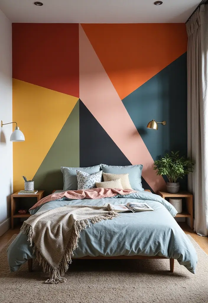 30 Room Painting Ideas Bedroom Creativity That Add Unique Charm - 4. Geometric Patterns for Modern Appeal