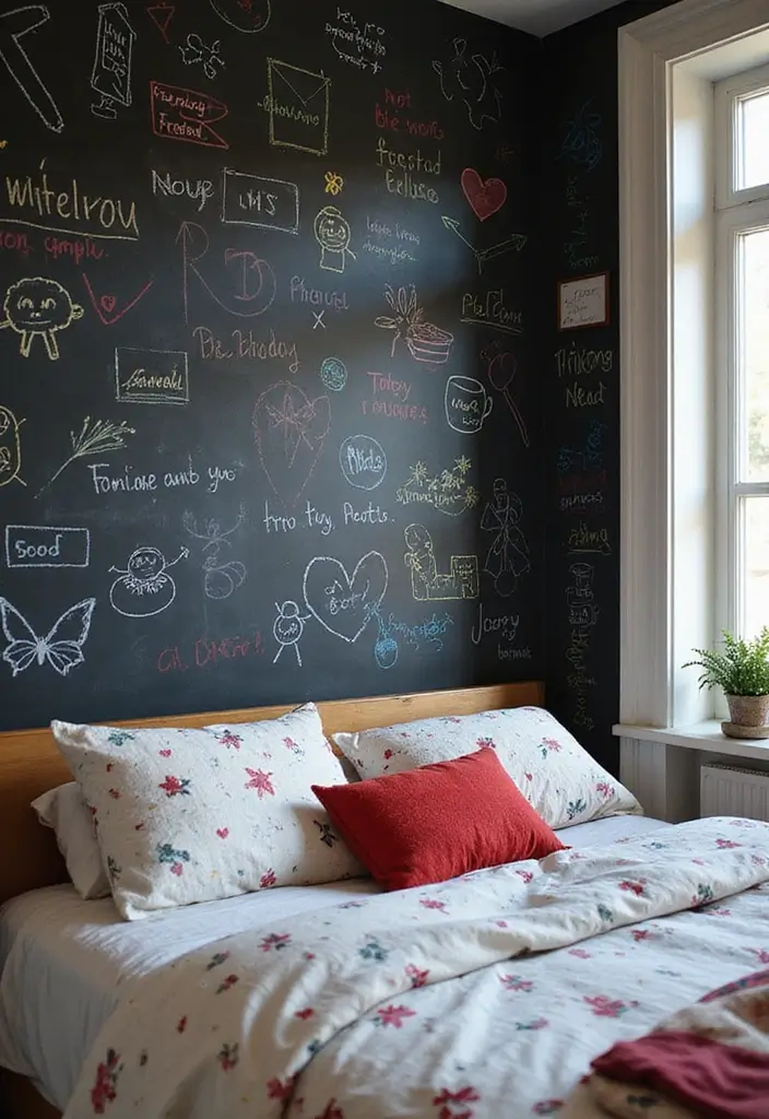 30 Room Painting Ideas Bedroom Creativity That Add Unique Charm - 9. Chalkboard Paint for Fun and Function